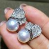 Huitan Bling Bling Imitation Pearl Stud Earrings Women Fashion Design Temperament Ear Accessories Wedding Party Female