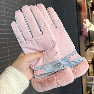 Winter Warme Handschuhe für Damen, Samt, Verdickt, Windabweisend und Wasserdicht, Outdoor Radfahren, Skifahren und Bergsteigen, Rutschfest, Touchscreen