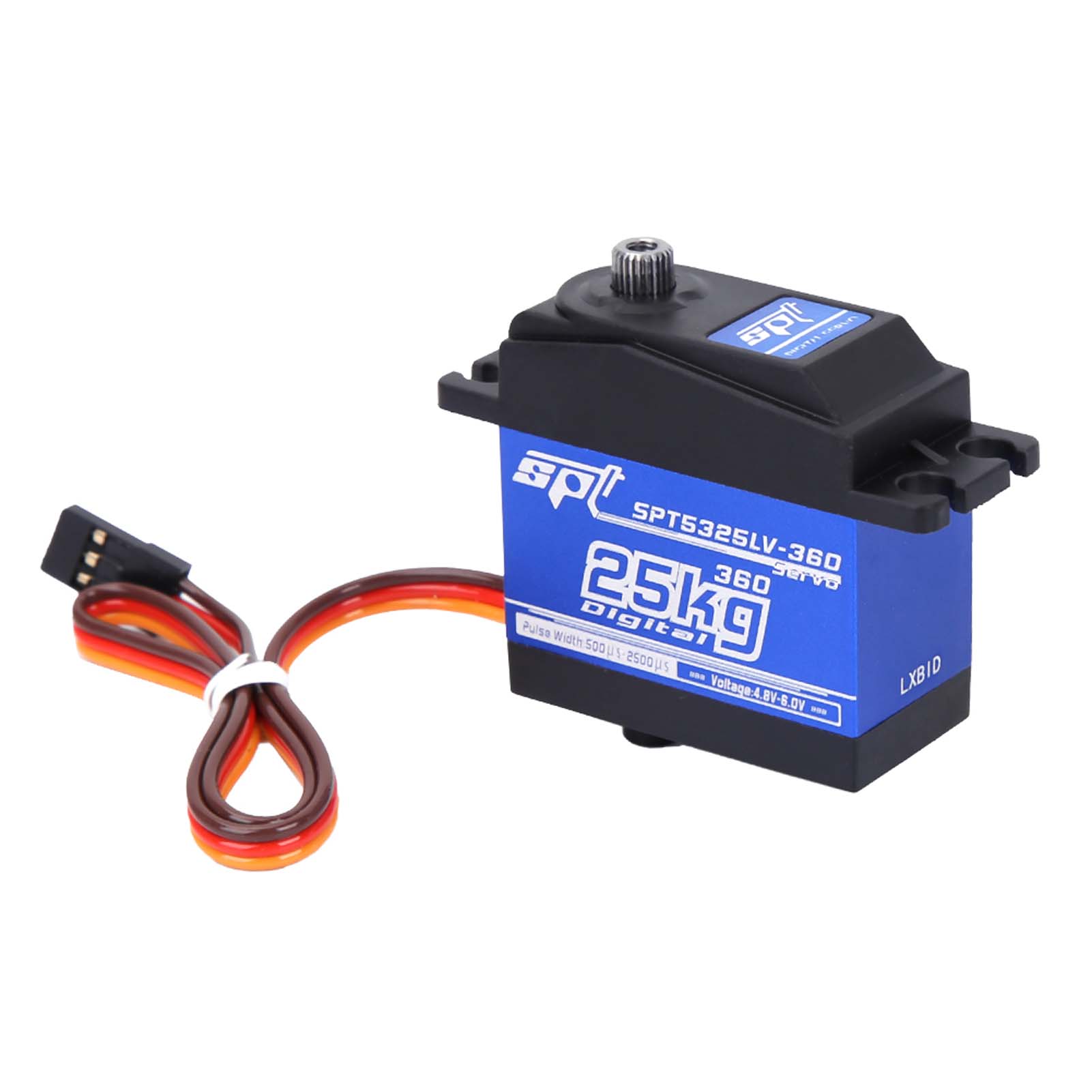 

1500Microsecond 330hz 360 Continuous Rotation SPT5525LV 360 25KG Digital Servo RC Robot