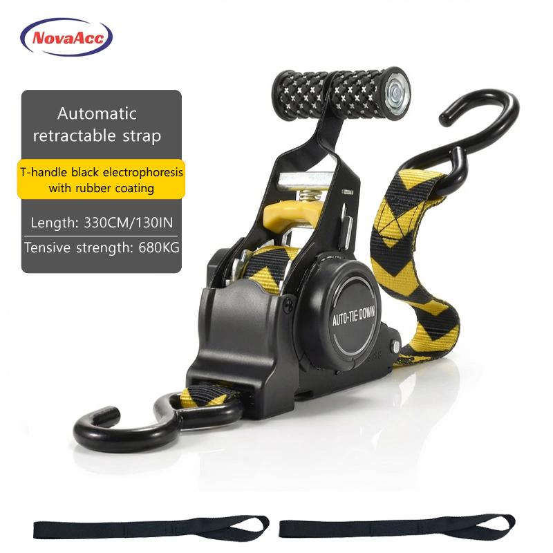 Heavy Duty Practical Auto Retractable Quick Release Tensioning Band for Truck Cargo Transport Car Motorcycle Free Webbing Straps