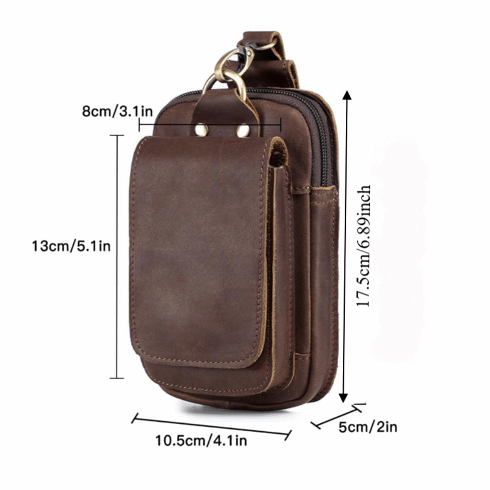 Vintage Cow Leather Belt Bag Portable Large Capacity Fanny Pack Waist Bag Outdoor Sport