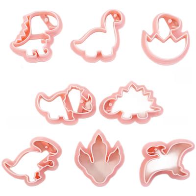 PP Plastic Dinosaur Cookie Cutters 8PCS Cartoon Style for Baking Cookies Fondant and Sugar Paste Crafts 13.5x14x1.2cm