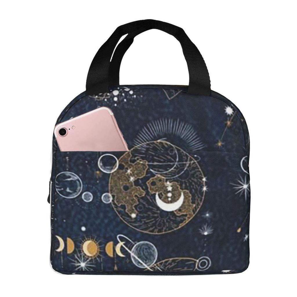 Moon Galaxy Pattern Insulated Lunch Bag for Women Children Portable Food Boxes Thermal Lunch Box Tote