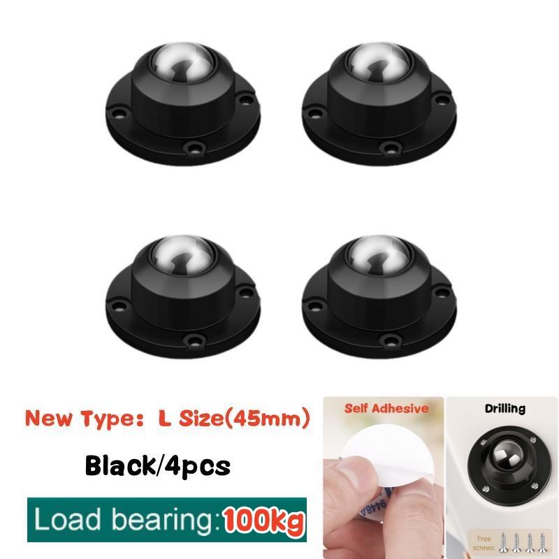 

4pcs Heavy Duty Furniture Casters Wheels Self Adhesive Pulley Stainless Steel Strong Load-bearing Universal Wheel 360° Rotation Black