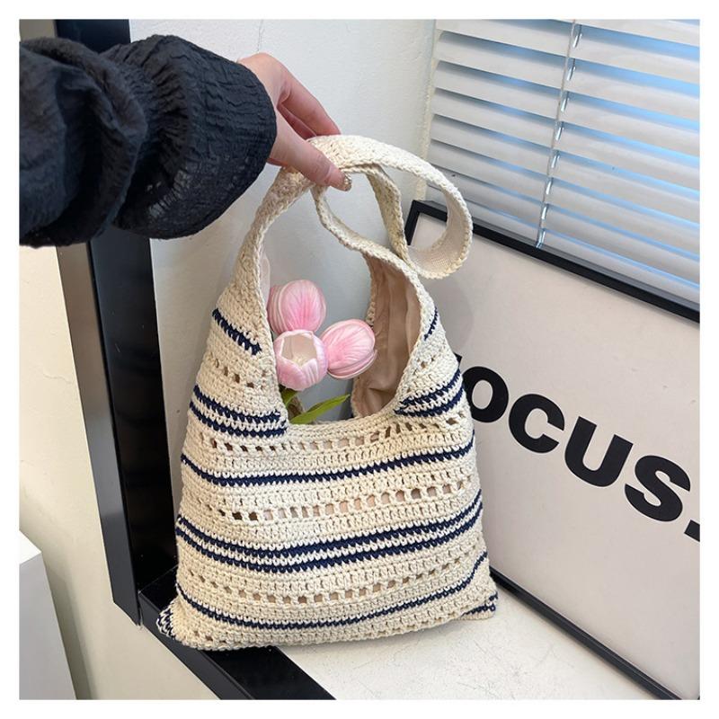 Large-capacity commuter woven bag women's summer new hollow knitted bag slack shoulder beach bag