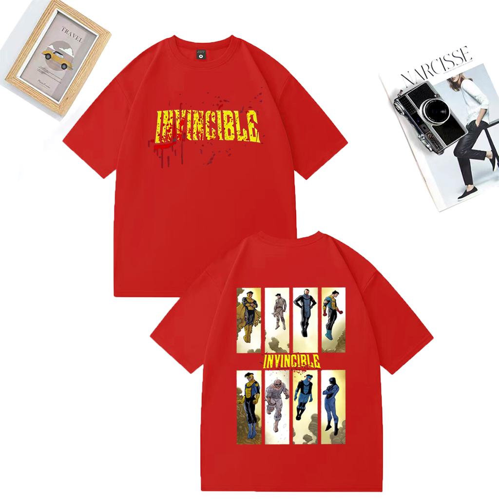 Invincible Blood Splat Logo Merch Men Women T Shirts Hip Hop Pure Cotton Streetwear Tees Graphic  Adult Anime Tops Loose T-shirt