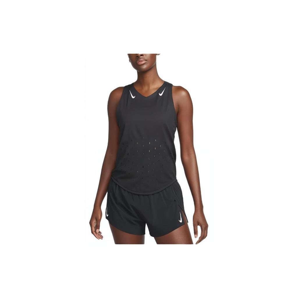 Nike Solid Color Logo Round Neck Running Vest Women Tops Black FN2504-010