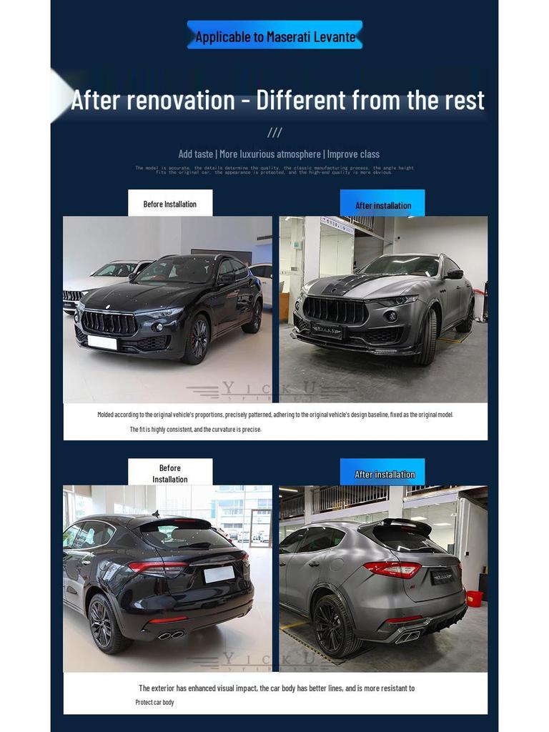 Maserati Levante Carbon Fiber Splitter, Diffuser, Flares, Panels, Deflectors, Hood & Roof Spoiler