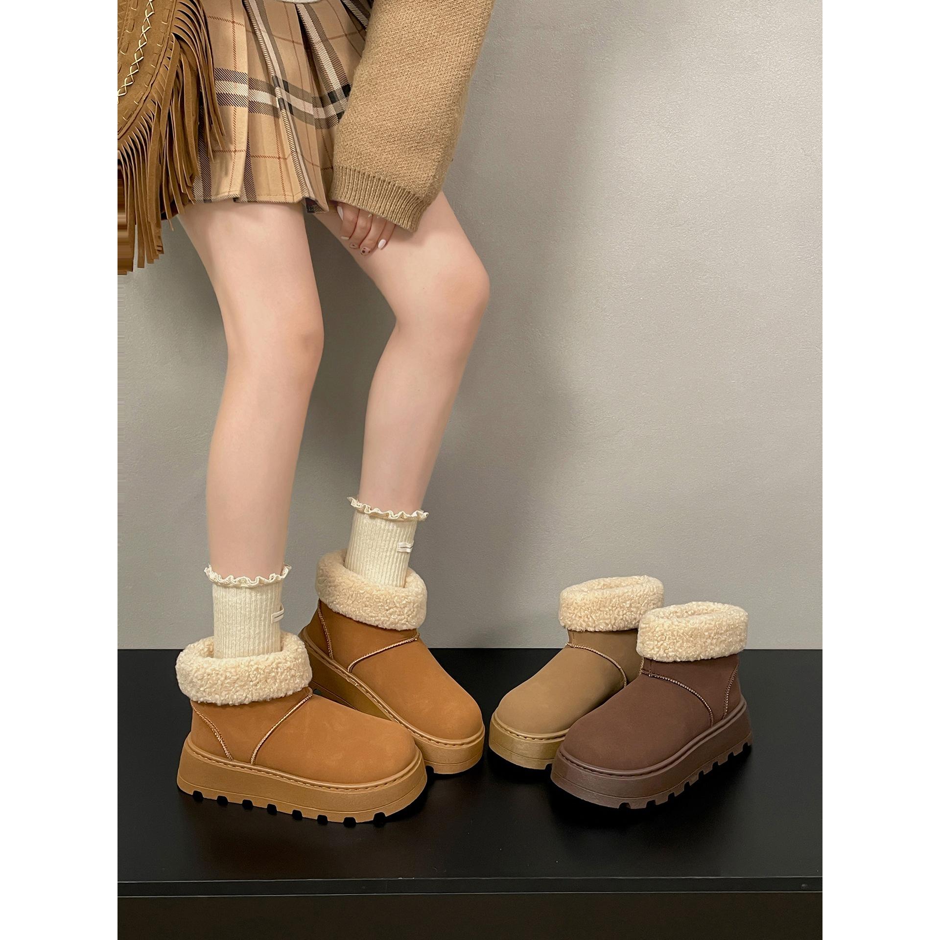 Wang Fan thick-soled velvet thickened snow boots winter warm Northeast cotton shoes 35