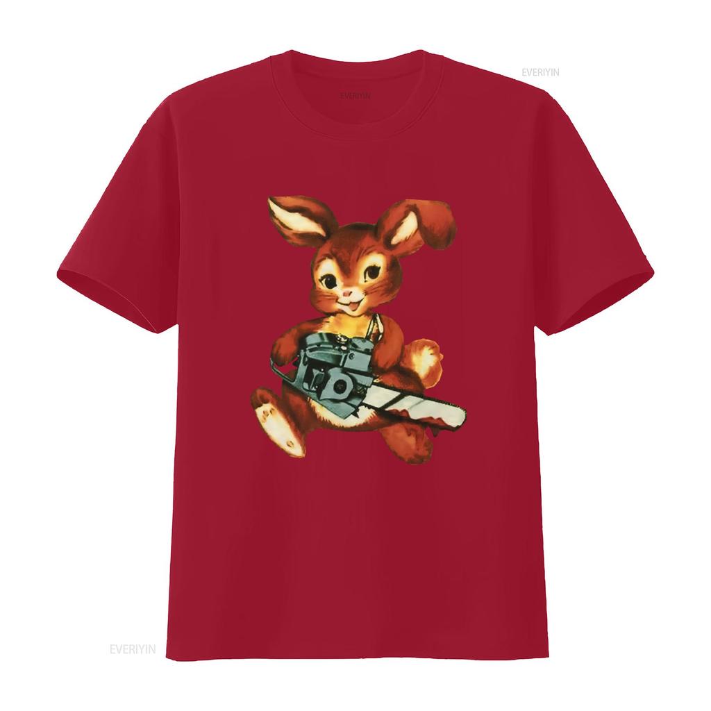 Chainsaw Bunny Funny Freaky T Shirt for Adults Unique Design Any Size Available vintage Washed homme Comfortable Casual Stylish
