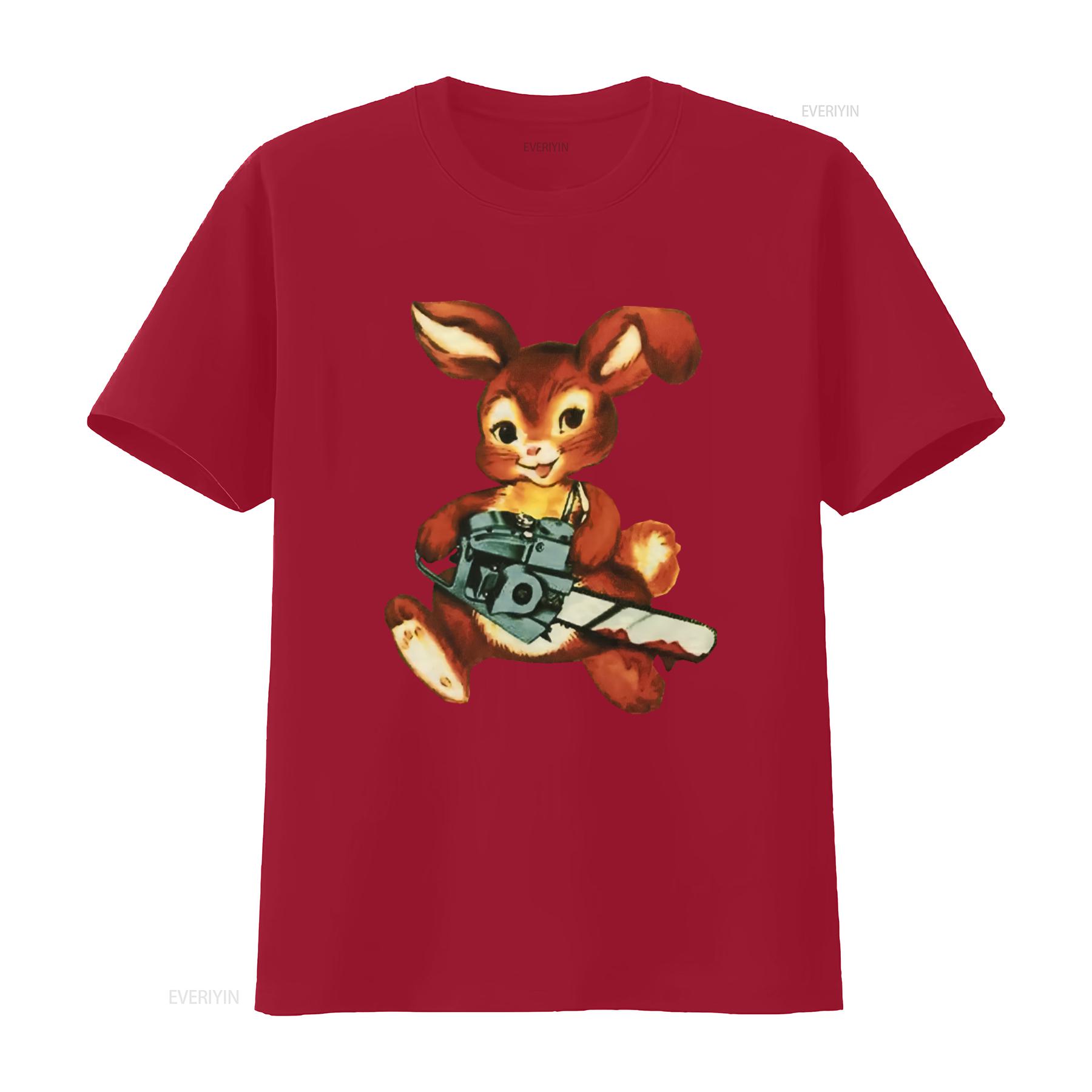 

Chainsaw Bunny Funny Freaky T Shirt for Adults Unique Design Any Size Available vintage Washed homme Comfortable Casual Stylish S