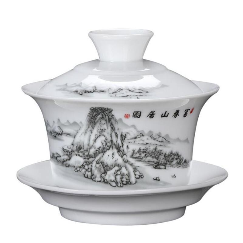 280ML Jingdezhen Ceramic Gaiwan Teacup Handmade Tea Tureen Boutique Tea Bowl Chinese Porcelain Teaware Accessories Drinkware