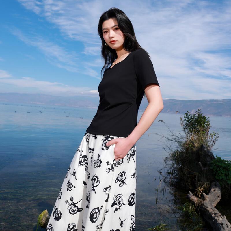 Women's Plus Size Square Neck Cotton T-shirt