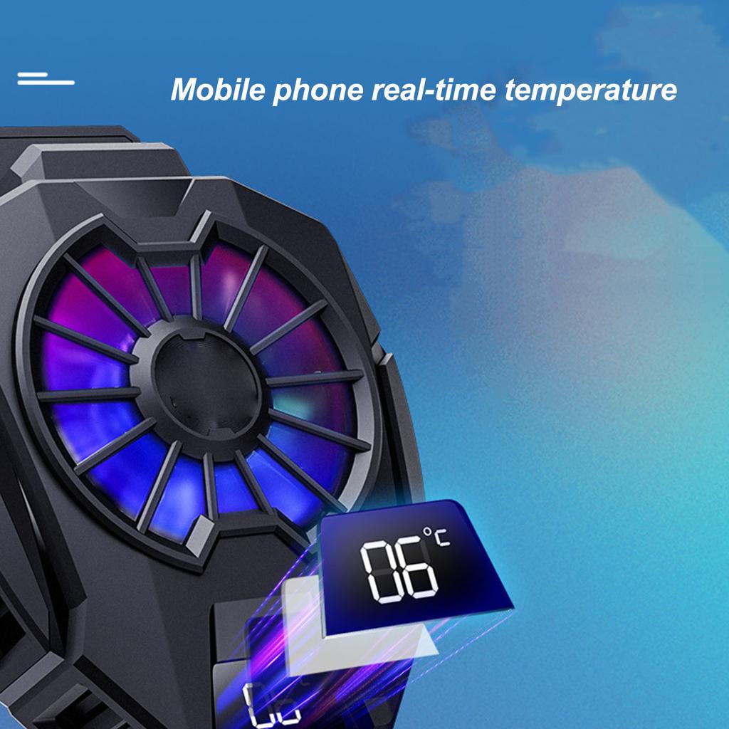 Radiator Semiconductor Phone Fan Clip on Efficient ABS Digital Display Mobile Phone Cooler Good Heat Dissipation for Cellphone