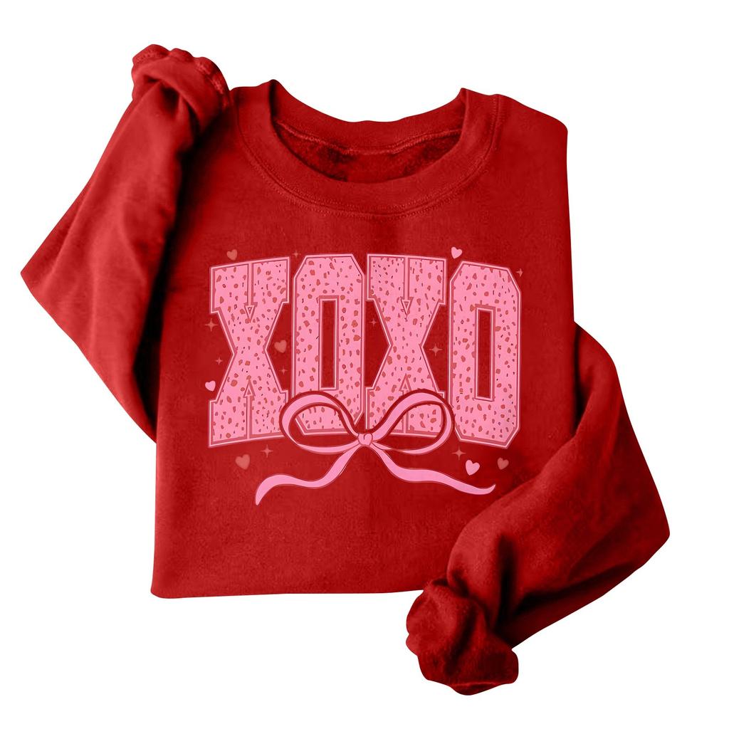 Damenmode Langarm Lockerer Valentinstag Bedrucktes Rundhals-Sweatshirt