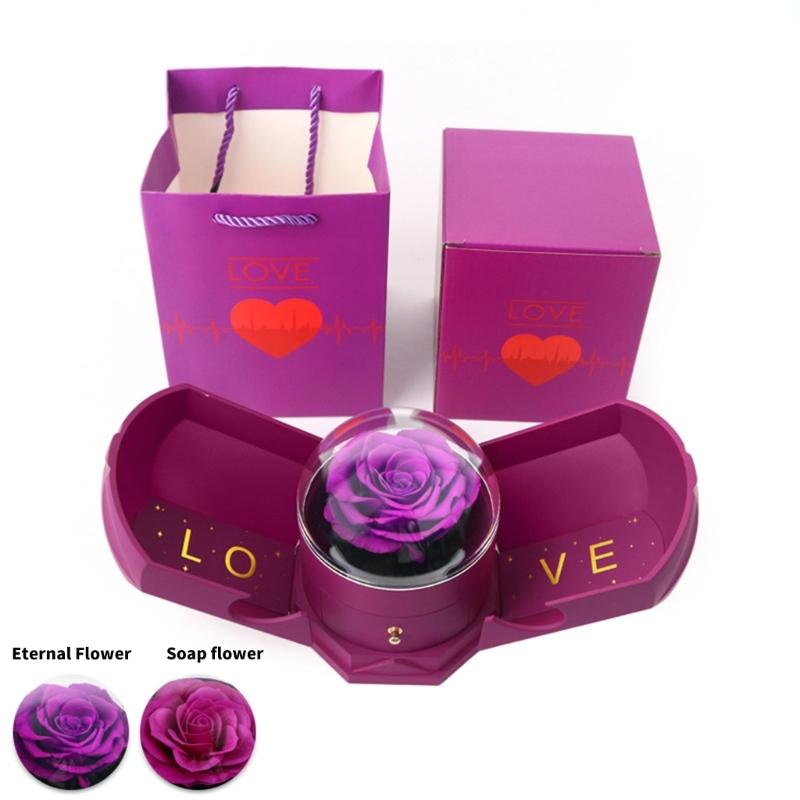 Forever Flower Jewelry Box Creative Flower Jewelry Box Necklace Storage Container for Wife's Special Occasion