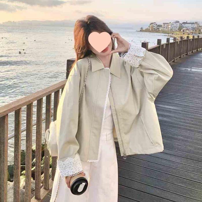 Women s Petite Lace Patchwork Short Jacket - New Spring 2025 Casual Versatile Top S