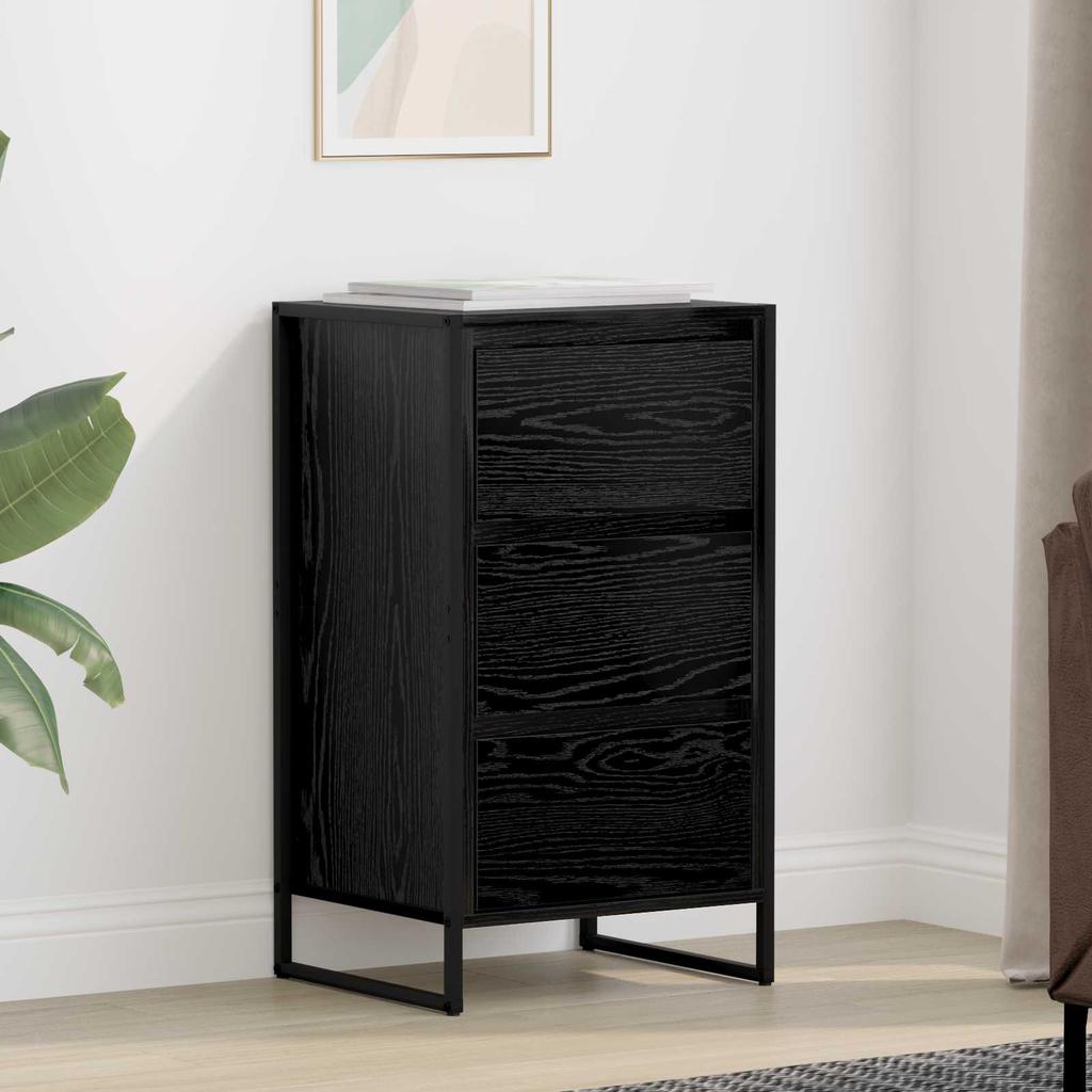 Sideboard in Black Oak Look 42 x 36 x 75.5 cm Engineered Wood