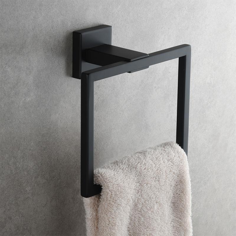 Nickel 304 Stainless Steel Bathroom Towel Ring Square Bathroom Hanging Ring Wall-mounted Towel Hanger Bathroom Accessories