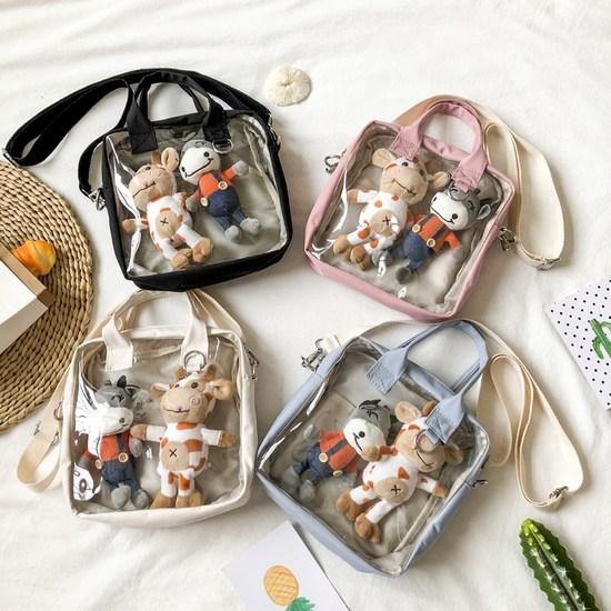 Geomong Idol Doll Ita Bag PVC průhledná mini taška přes rameno průhledná taška Obits Deco Bag, světle béžová, 1 kus