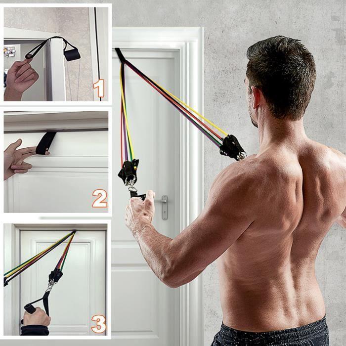 Elastic Resistance Bands Set, Strength Training, Yoga Pilates Latex Fitness Exercise Bands Kit with Door Anchor/Handles