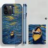 "Van Gogh Schneeb Berg Stoßfestes Mattes Silber Case für iPhone 16/15/14 Pro Max"