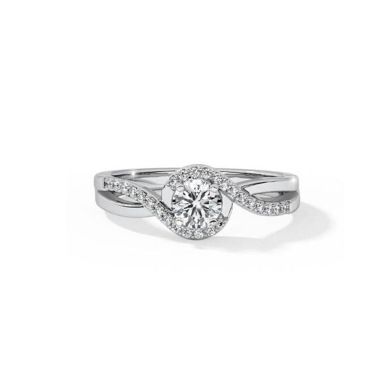 Moissanite Engagement Sterling Silver Diamond Ring