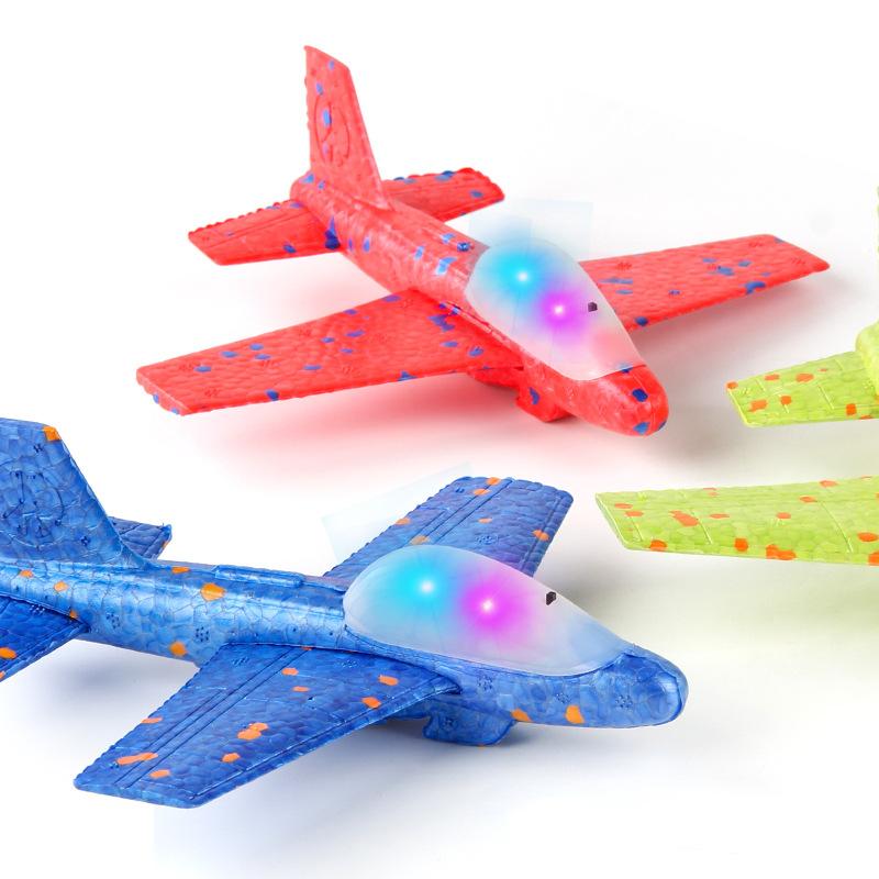 Children Ejecting Foam Aircraft Toys Slings Ejection Flight With Night Light Hand-throw Outdoor Sports Toy Ejection Airplane