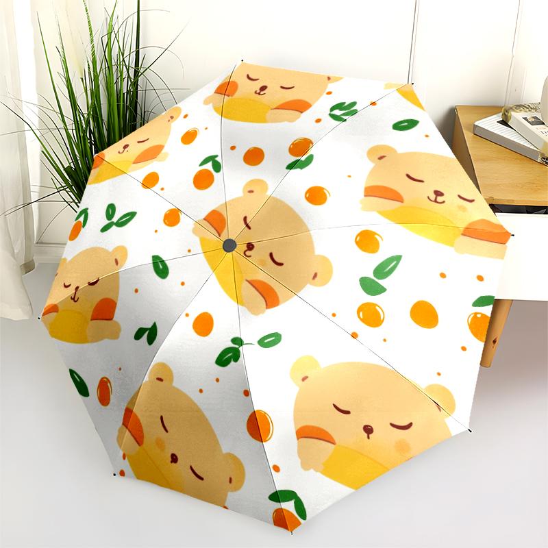 Little Bear Theme pattern, automatic folding umbrella, portable and foldable design, 8 ribs, a Christmas or birthday gift.