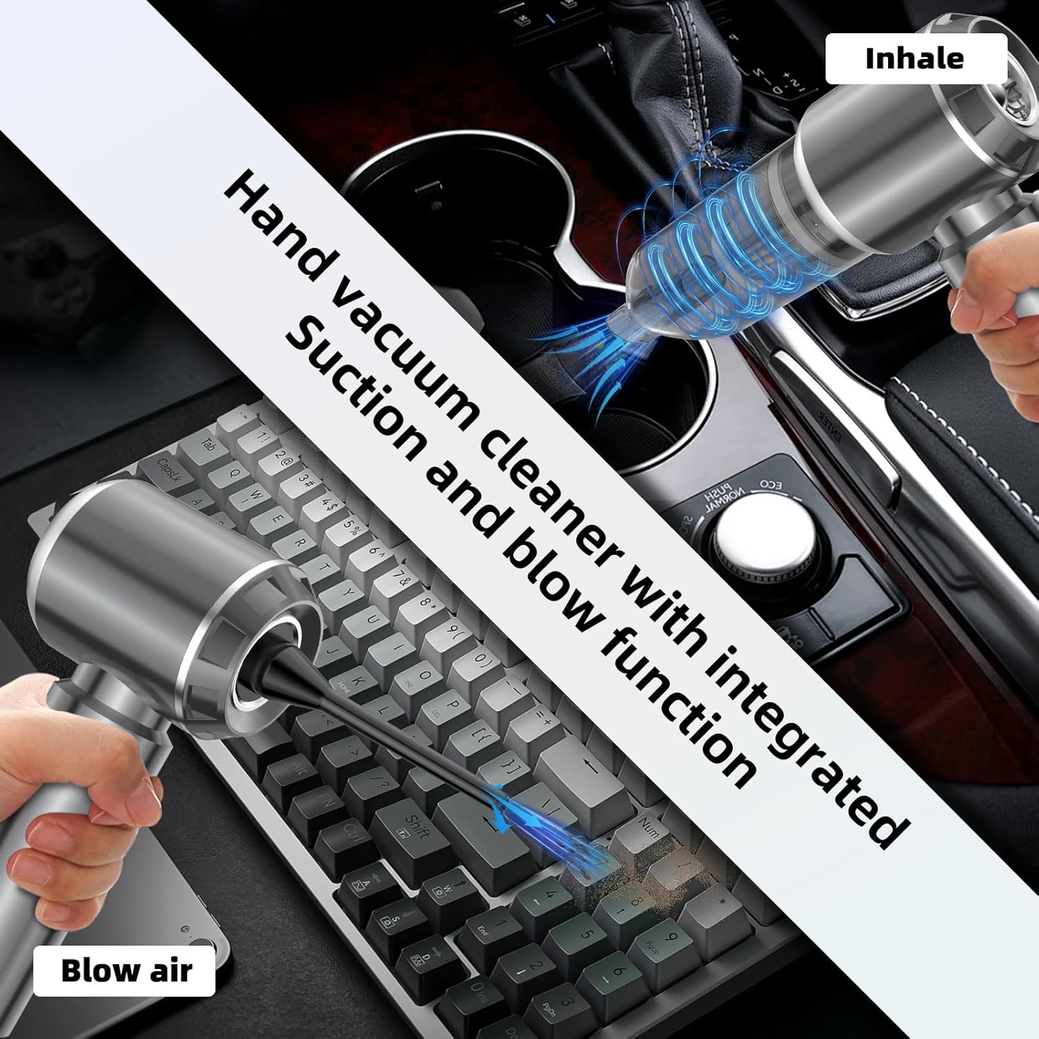 Handheld Vacuum Cordless, 3 Speed 28000Pa Brushless Motor Mini Car Vacuum Portable Cordless,Suitable for Home, Kitchens, Offices, Car, Pet Hair, Gray