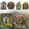 Figurines Statues de Porte de Fée Miniature pour Art de Jardin Extérieur Décoration d'Arbre de Jardin Accessoires Avec Motif Gravé Porte de Jardin de Fée