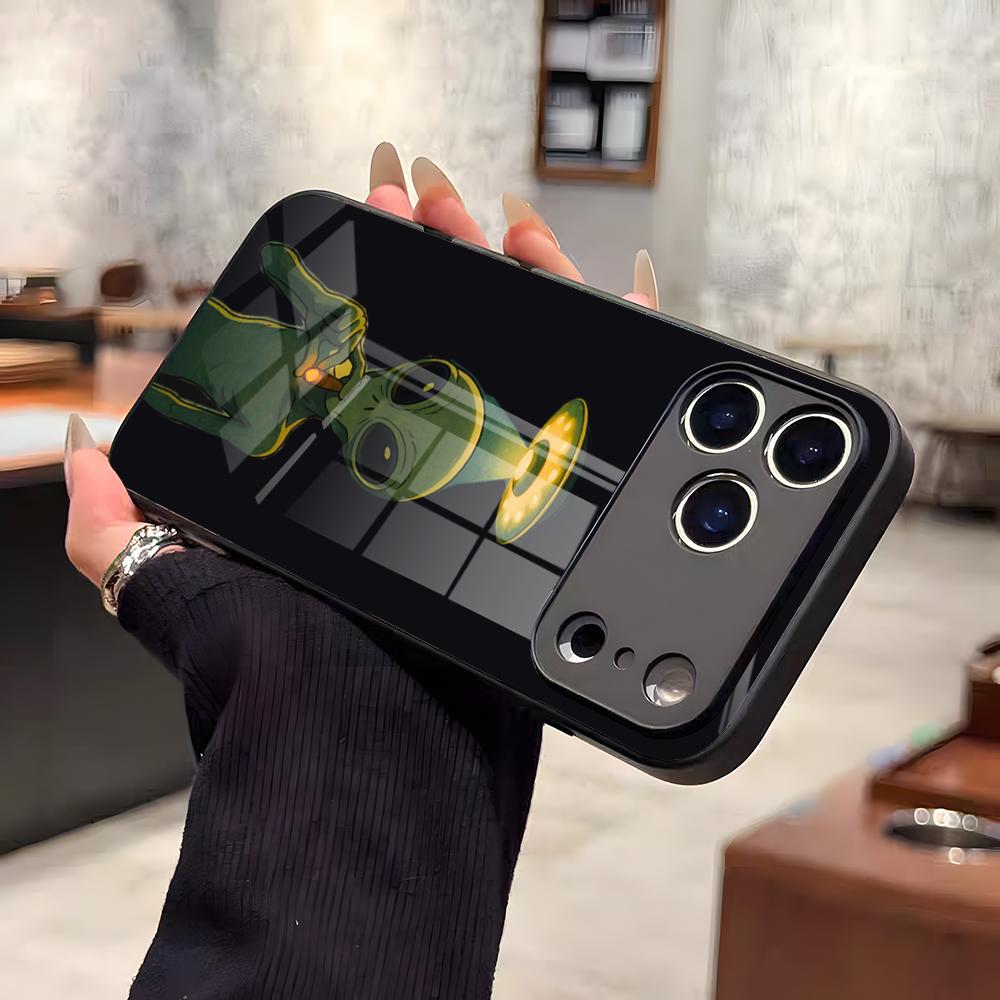 Funny Space UFO Alien Thing Phone Case For IPhone 17 Air 16 E Pro Max 15 14 13 Mini 12 Pro 11 Max Plus Black Glass Cover