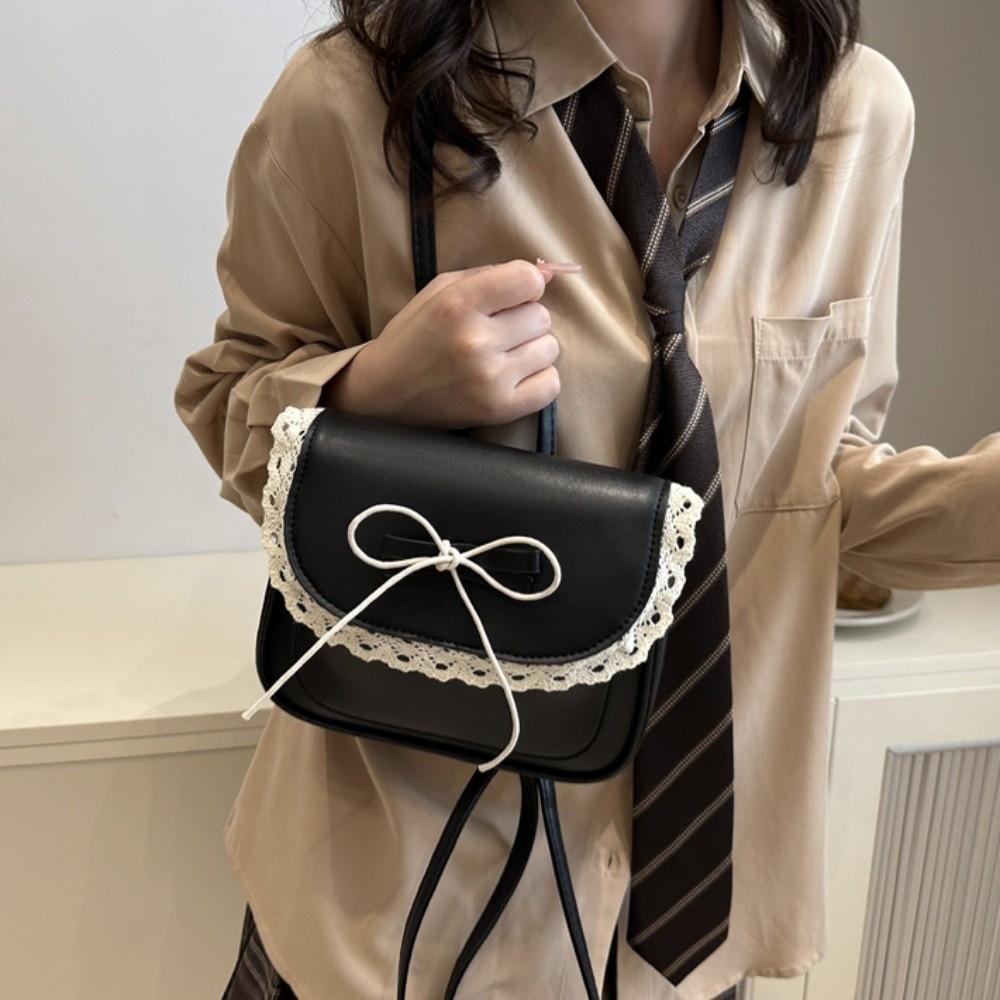 Mini PU Leather Bag Kawali Shouder Bag Simple Lace Bow Backpack  Students