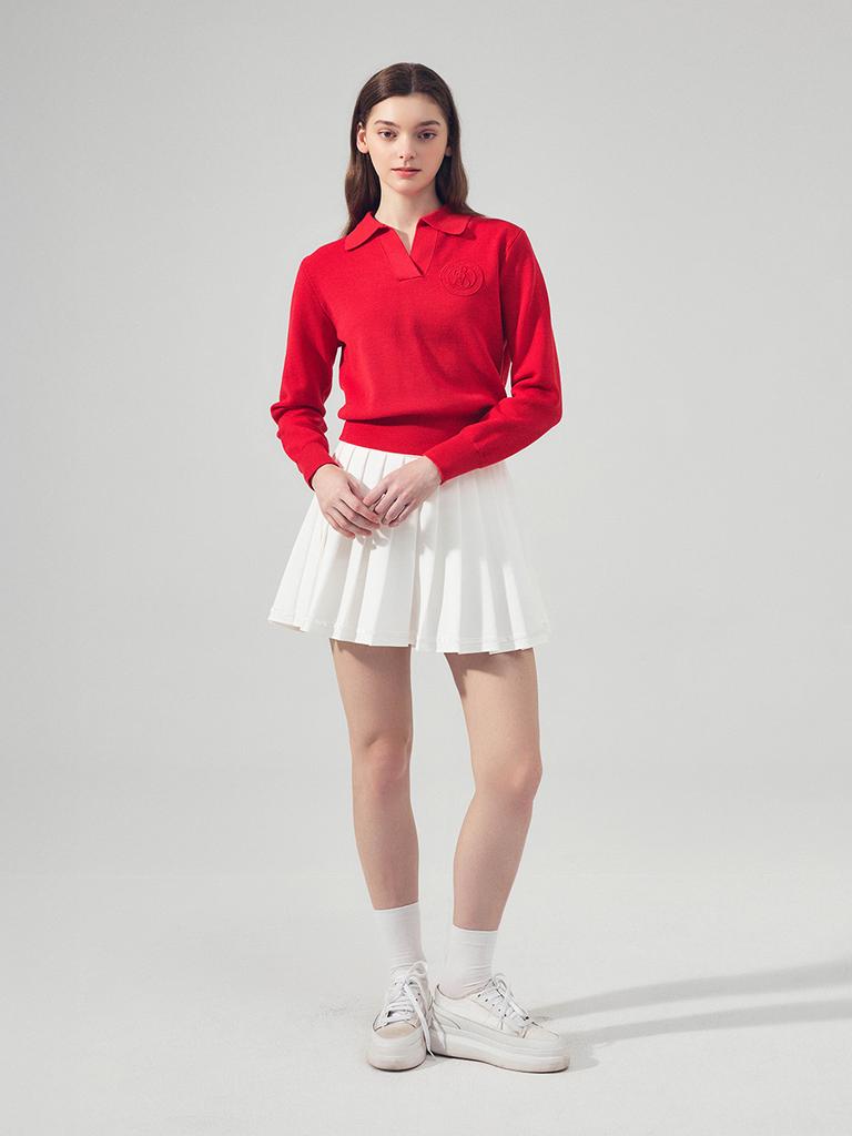 LORDLOAR Signature Collar Long Sleeve Knit Red