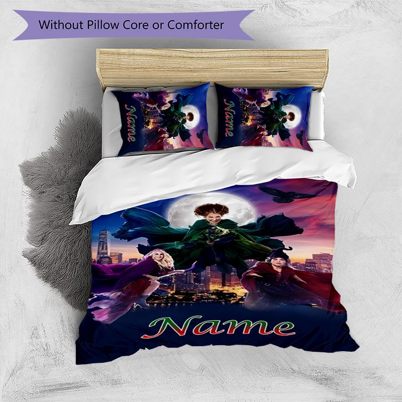 3pcs Hocus Pocus Cover Set - Personalized Name, HD Printed Bedding with 1 Cover and 2 Pillowcases - Perfect for Home Decor, Easy Care
