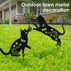 Metal Chicken or Cat Silhouette Garden Decor Iron Metal Statues Stakes Black Matte Finish Hollow out Lawn Silhouette for Outdoor