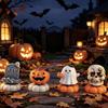 Resin Ghost Pumpkin Skull Figurine Gothic Style Tombstone Shaped Ornament Home Decoration