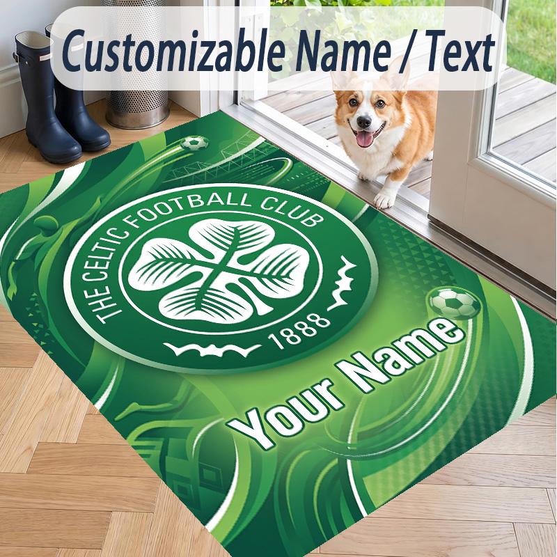 Custom Text Printed Rug Celtic FC Non Slip Floor Carpet For Home Room Decor