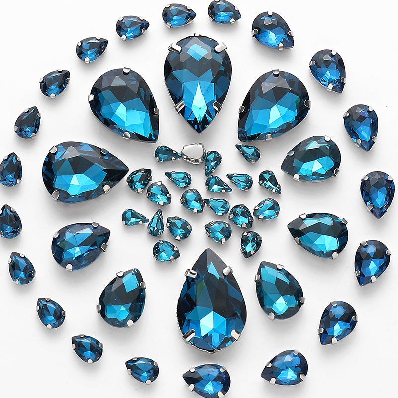 50pcs Hand-Sewn Water Drop Rhinestones: Colored Crystal Glass for DIY Wedding Dress and Clothing Accessories