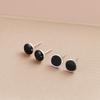 S925 Sterling Silver Black Round Stud Earrings: Unisex, Comfortable for Sleeping, Versatile Neutral Style for Ear Piercings