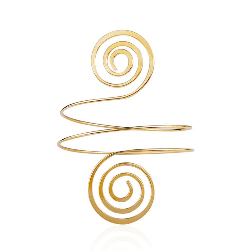 Alloy Spiral Armband Swirl Upper Arm Cuff Armlet Bangle Bracelet Egyptian Costume Accessory for Women Gold Silver Color