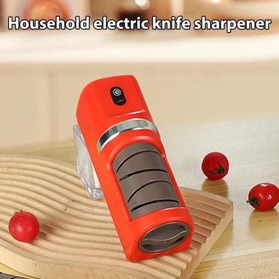 Electric Knife Sharpener Portable USB Rechargeable with Non Slip Base Coarse Fine Grinding Wheel for Kitchen Chef Home