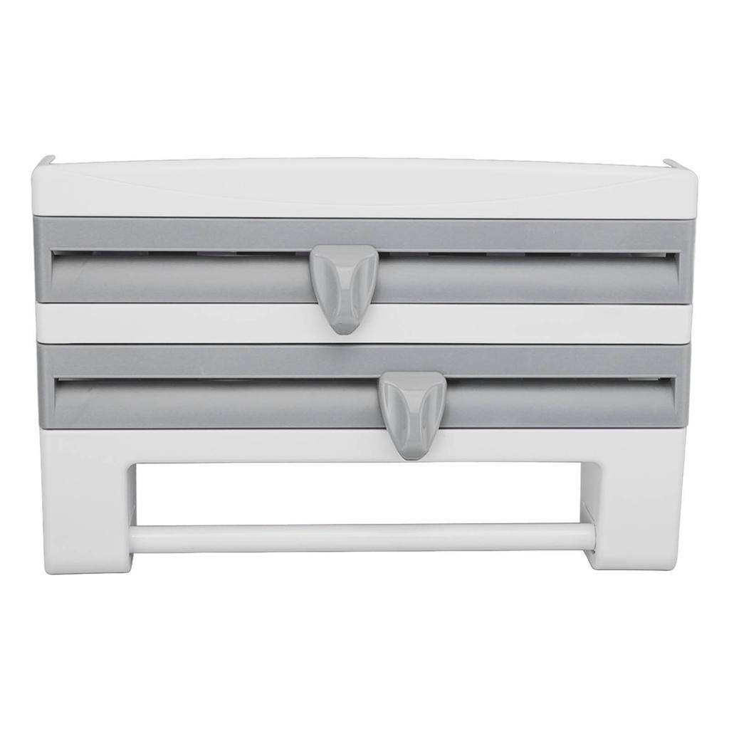 Cling Film Holder Wall Mount Multifunctional Cling Film Cutter with Screws for Kitchen Grey Blue