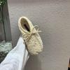 2025 winter new flat-bottomed comfortable lamb wool shoes women wear beanie shoes bow velvet thermal cotton shoes