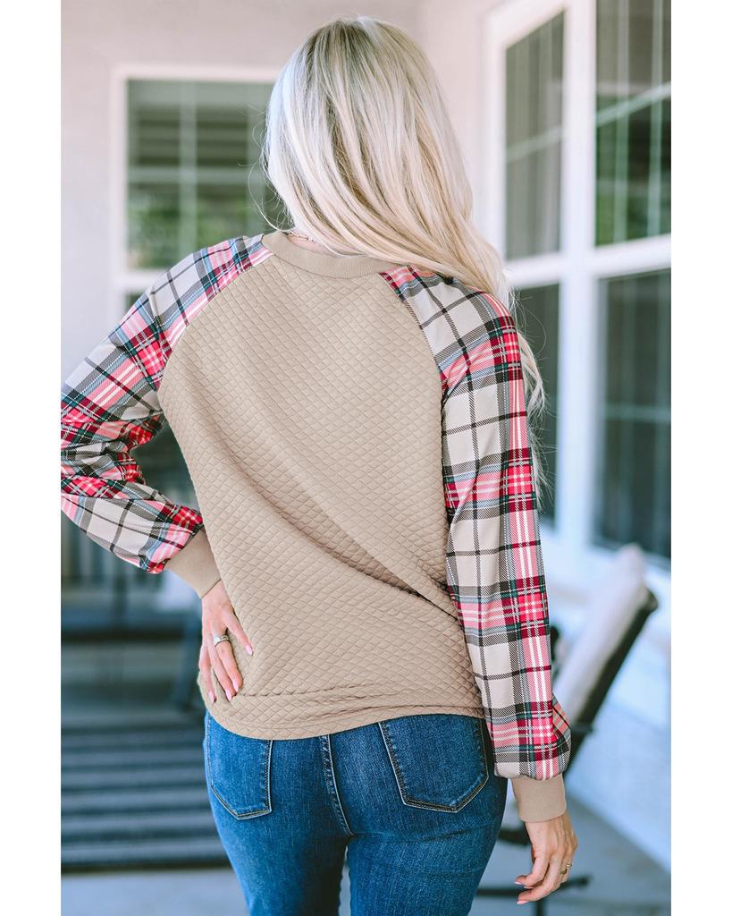 Azura Exchange Plaid Raglan Sleeve Sweatshirt