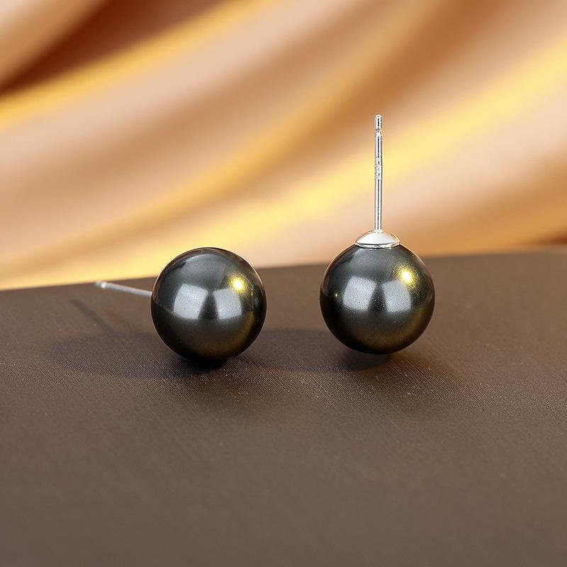 

999 Sterling Silver Large Stud Earrings, Simple And High-End Earrings, Doudou Light Luxury Versatile Earrings Customization Pure silver