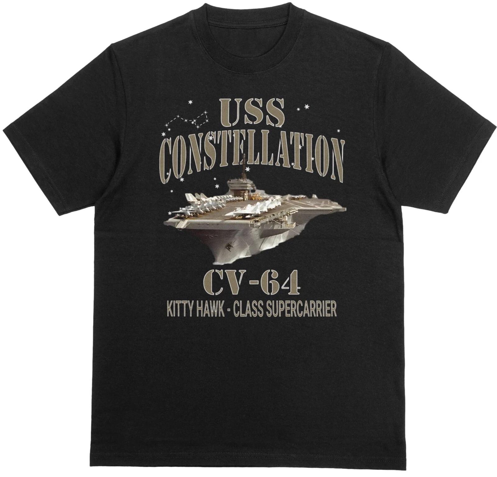 USS Constellation CV-64 T-shirt Unisex 100% Cotton Black 2XL