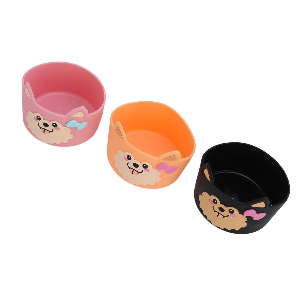 3 szt. Silikonowa osłona na butelkę Odporna na zarysowania Antypoślizgowa Kreskówkowa Uroczy pies Silikonowa osłona ochronna