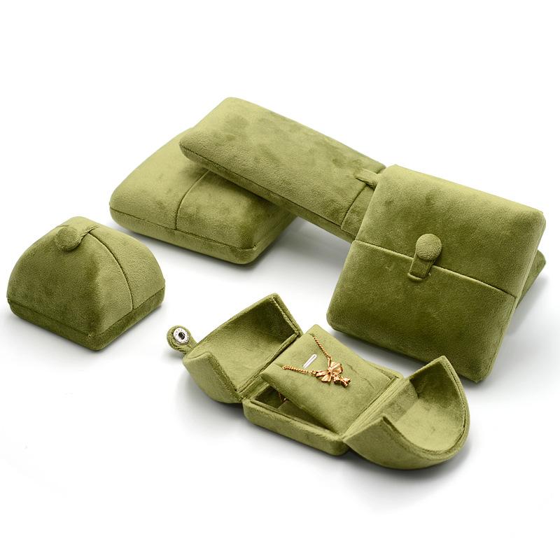 Double Opening Grass Green Velvet Jewelry Box For Rings Earrings Necklaces Bracelets And Bangles Elegant Jewelry Packaging Storage Solution