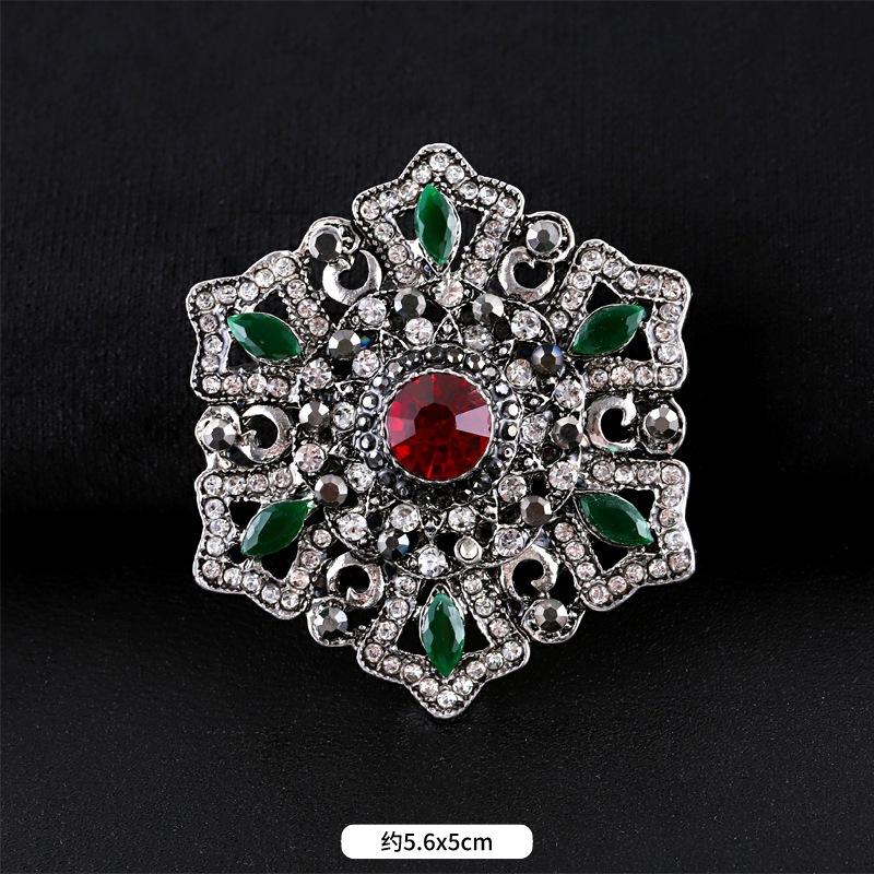 Fulok Court Brooch Femininity Metal Crystal Badge Pin Suit Coat Accessories
